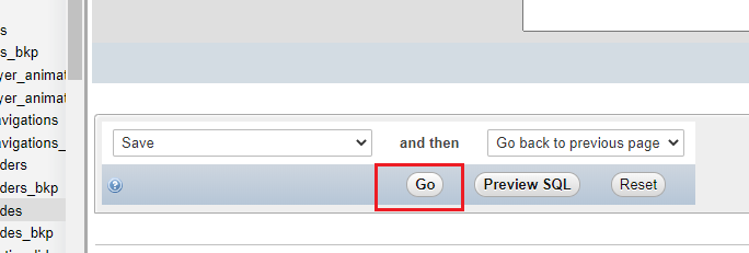 Click ‘Go’ to save the database