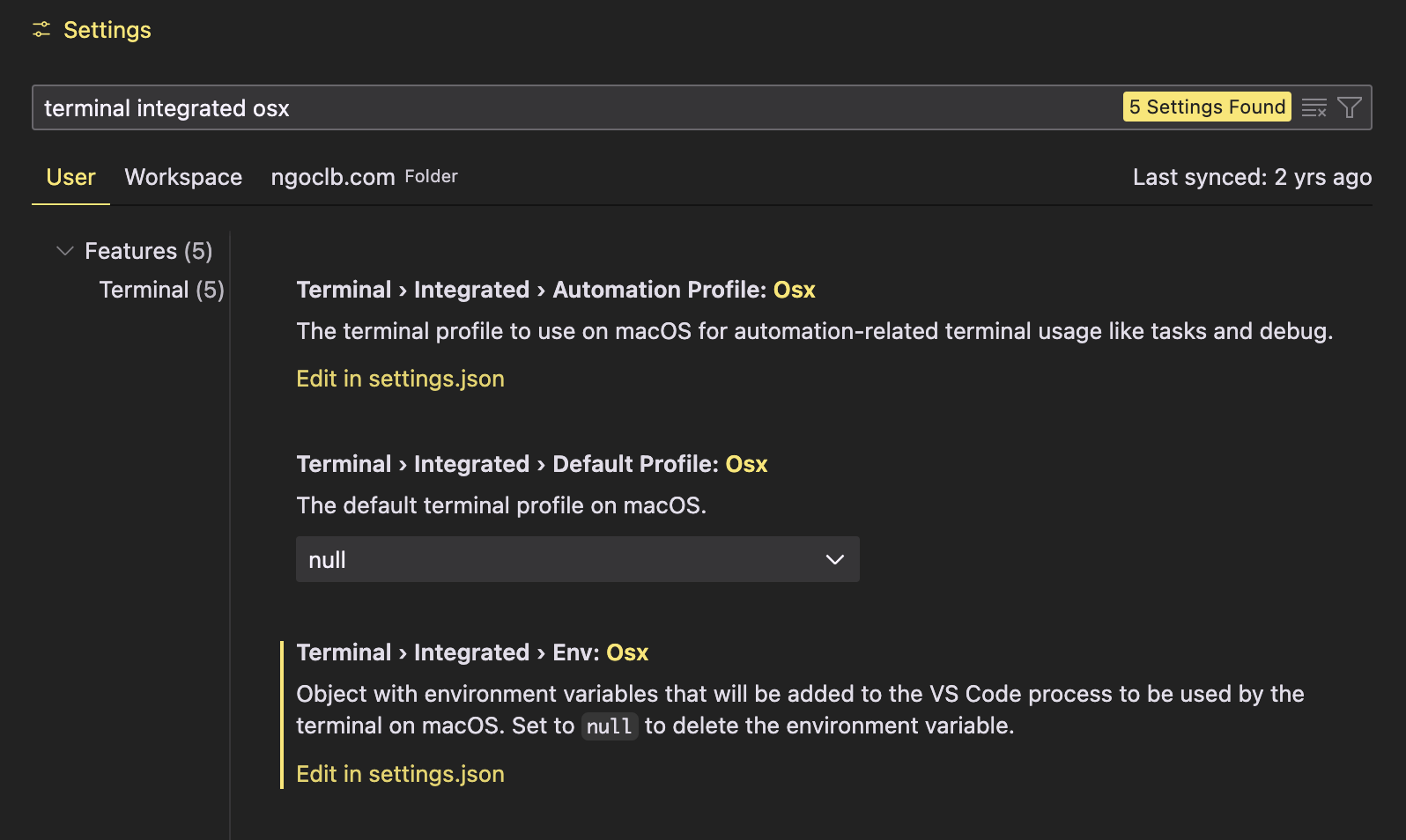 terminal-integrated-setting